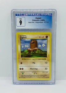 1999 Pokémon Base Set Shadowless Diglett 47/102 CGC 9 MINT Trading Card TCG - Picture 1 of 2