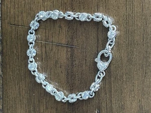 Judith Ripka 925 Silver CZ Link Bracelet - Picture 1 of 9