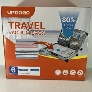 UpGoGo Travel 6 Pack Vacuum Storage Bags for Clothes With Cordless Electric Pump - Picture 1 of 5