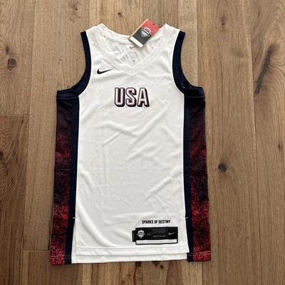 Новый с Ярлыками Nike мужской небольшой команды США 2024 Олимпийских игр баскетбол Джерси FV5517-100 - Изображение 1 из 4