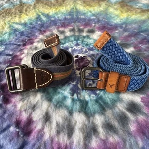 Lote 2 CINTURONES AMERICAN EAGLE Para Hombres Grandes Tejidos de Tela Lona Hebillas de Metal 1.5" de Ancho - Imagen 1 de 8