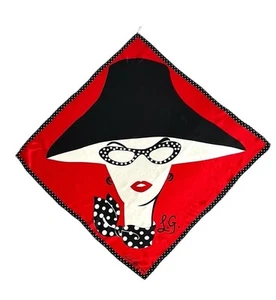 Bufanda de Seda Lulu Guinness Moda Retro en Rojo Blanco Negro Excelente Enrollada a Mano - Imagen 1 de 11
