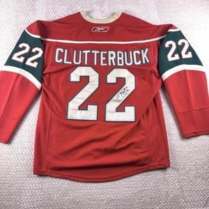 Maglia Cal Clutterbuck Minnesota Wild autentica autografata taglia 52 cinturino da combattimento - Foto 1 di 16