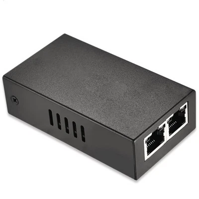 New 100mbps Metal 2 Port RJ45 POE Repeater POE Ethernet Switch Repeater Extender - Image 1 of 4