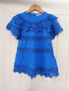 BNWT Mini Boden Blue Embroidered Short Sleeved Cotton Dress, Age 2-3 - Picture 1 of 11