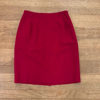 Falda lápiz Tahari 100% lana roja hasta la rodilla talla 8 b43 Foto 1 de 4