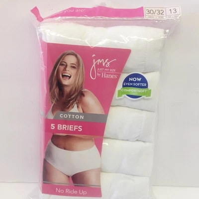 New Vintage Just My Size 5 Pack Women's White Cotton Briefs Size 13 - Image 1 of 3