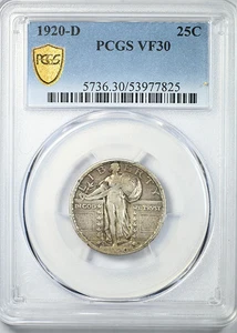1920-D Standing Liberty Quarter 25C PCGS VF30 - Picture 1 of 5