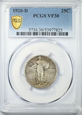 1920-D Standing Liberty Quarter 25C PCGS VF30 - Image 1 of 4