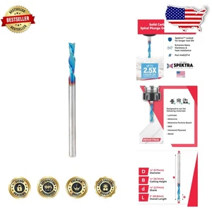 Broca de enrutador de corte descendente de carburo sólido de 1/8"" con recubrimiento nACo - 2"" de longitud - Imagen 1 de 8
