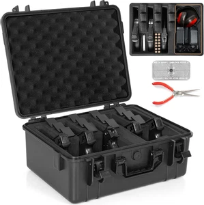 Waffenkoffer 5 Pistolenkoffer & 12 Magazine vorgeschnitten Schaumstoff wasserdicht stoßfest Hartpistole - Bild 1 von 12