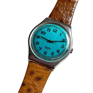 Swatch Uhr Greenie 1989 GX110 Ostrich Style Lederband - Bild 1 von 7