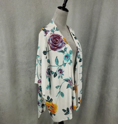 Cárdigan Umgee Mujer XL Ligero Floral Frente Abierto 1XL Boho Blanco Foto 1 de 4