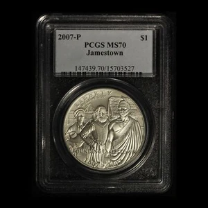2007-P $1 Jamestown Commemorative Silver Dollar PCGS MS 70- Free Shipping USA - Picture 1 of 3