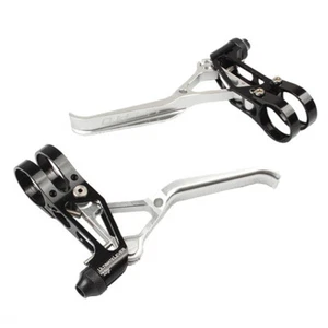 Pair CNC Aluminium Road BMX DH MTB Mountain Bike Brake Levers Silver+Black - Picture 1 of 2