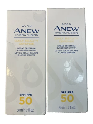 NUEVO Anew Hydra Fusion Daily Beauty Defense FPS 50 AVON Lote de 2 DESCONTINUADO Foto 1 de 2