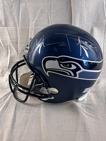 Marcus Trufant Seattle Seahawks Signed Football Replica Full Sz L Riddell Helmet Cover