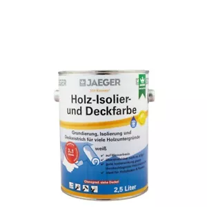 Jaeger Holz-Isolier- und Deckfarbe, Seidenglänzend und Matt, weiß, 3 in 1 - Bild 1 von 1