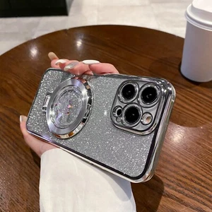 For iPhone Samsung Huawei Moto Magnetic Quicksand Holder Case Phone Cover Stand - Picture 1 of 14