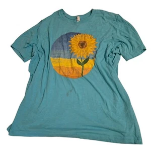 Camisa Girasol Mujer Gráfica Algodón Top Camiseta Turquesa Bella Lona - Imagen 1 de 9