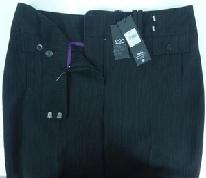 M & Co Boot Cut Black Fine Pinstripe Trousers Size 12L - Picture 1 of 9