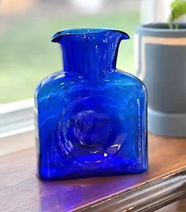 Vintage Blenko Glass Co. Handmade Cobalt Blue Water Bottle #384 - Picture 1 of 6