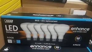6 BULBS DAYLIGHT LED FEIT ELECTRIC BR30 FLOOD 65W=8.3W WATTS DIMMABLE 5000K - Picture 1 of 1