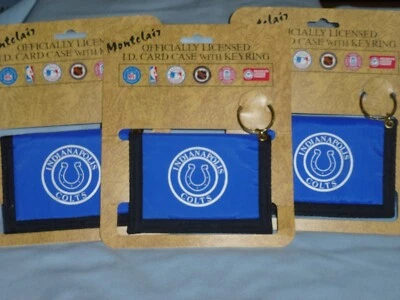 INDIANAPOLIS COLTS  Nylon I.D. CARD CASE with KEYRING  Lot of 3   NIP  by Rico - Image 1 of 4