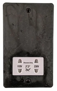 Enchufe de afeitadora de doble voltaje de peltre rústico placa plana G&H FRP30W 115-230V - Imagen 1 de 1