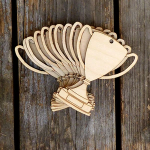 10x Holz Trophäentasse mit Griffen Bastelform 3mm Lage Sport Wettkampfspiel - Bild 1 von 4
