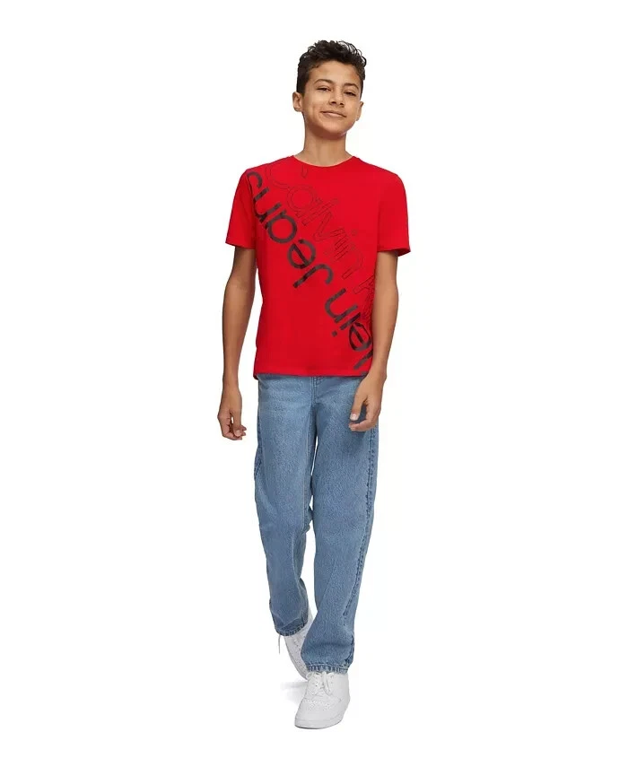 Pantalones de mezclilla utilitarios Calvin Klein para niños grandes 10 Y2K bolsillo de piedra botón cierre de cremallera Foto 1 de 4