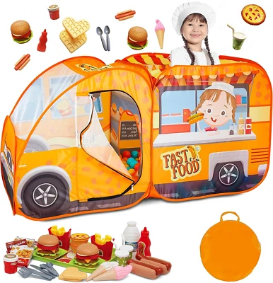 Tienda de campaña Food Truck - 54 piezas Juego de comida Pop Up Playhouse - Juguetes de juego de simulación para Foto 1 de 4