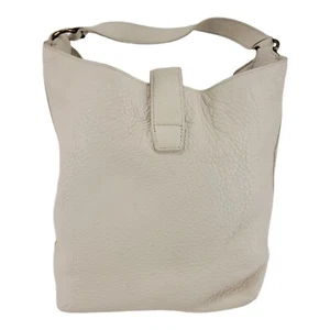 J CREW Signet Hobo Bag Pebbled Soft Italian Leather Purse Off White H3879 - Picture 1 of 7