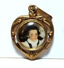 Little girl photo, heart-shaped pendant, c. 1920s, hand colored/tinted  2