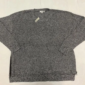 NWT! Madewell Landmark Textured Side Zip Chunky Navy Marled Sweater Womens LRG - Picture 1 of 11