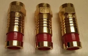 3pcs, RG59 Cable F-Type Cmprsn Video Conn Plug CATV CCTV Male-gold plt - Picture 1 of 2