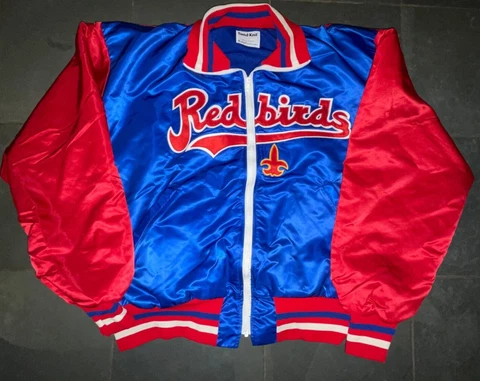 1980s LOUISVILLE REDBIRDS MILB Baseball SAND KNIT Satin Jacket 50 MINT Cover