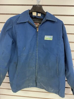 Jaqueta de trabalho vintage Farmland Unitog fazendeiro lona azul Snap tamanho 44R feita nos EUA BLH - Imagem 1 de 4