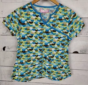 Koi by Kathy Peterson Medical Scrub Top Womens Small Butterflies Short Sleeve - Picture 1 of 17