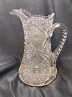 ANTIQUE ANERICAN BRILLIANT HAND BLOWN CRYSTAL PITCHER 10”