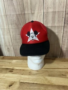 Vintage Mickey Mouse Star Hat Red Snapback Disney Trucker Cap - Picture 1 of 6