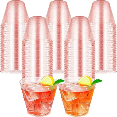 9Oz Disposable Glitter Cups Wine Glasses Clear Plastic Tumblers for Dessert, Dri - Image 1 of 4