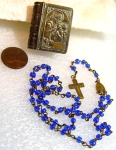 VTG 1930'S SM CATHOLIC ROSARY/CRUCIFIX w INSTRUMENTS of the PASSION/1"BRASS case - Picture 1 of 12