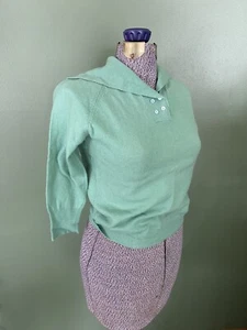 Pull Glenover Henry Pollak vintage agneaux verts laine angora collier marin 38 - Photo 1/7