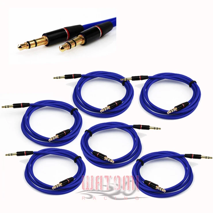 6X 3.5MM AUX MALE AUDIO EXTENSION CABLE CORD BLUE FOR GALAXY S4 S3 NOTE 3 NEXUS - Image 1 of 1
