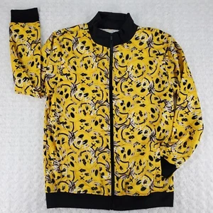 Reason Track Jacket XL Yellow Skelly Allover Print AOP Smiley Skull Streetwear - Picture 1 of 11