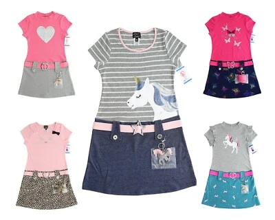 Pink & Violet Girl's Marsha Dress Sparkles Short Sleeve, Belt Look Key Chain Fob - Image 1 of 4