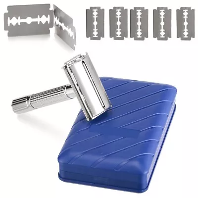 Classic Shaving Double Edge Safety Razor Vintage Shaver Safety 5 Blades For Men - Image 1 of 4
