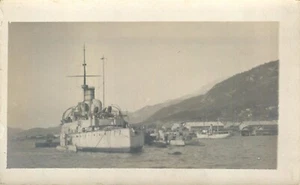 Mystery Ship Mountains in Background circa 1920s? RPPC Real Photo Postcard - Picture 1 of 2