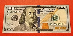 2013 $100 US One Hundred Dollar Banknote Federal Reserve Legal Tender Bill #999 - Picture 1 of 2